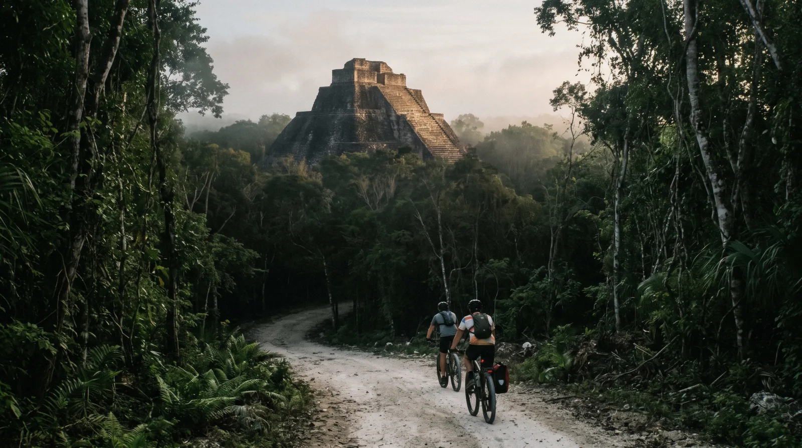 The Ixmoja pyramid rising out of the forest canopy at the Cobá ruins near Tulum, Tulum Mexico