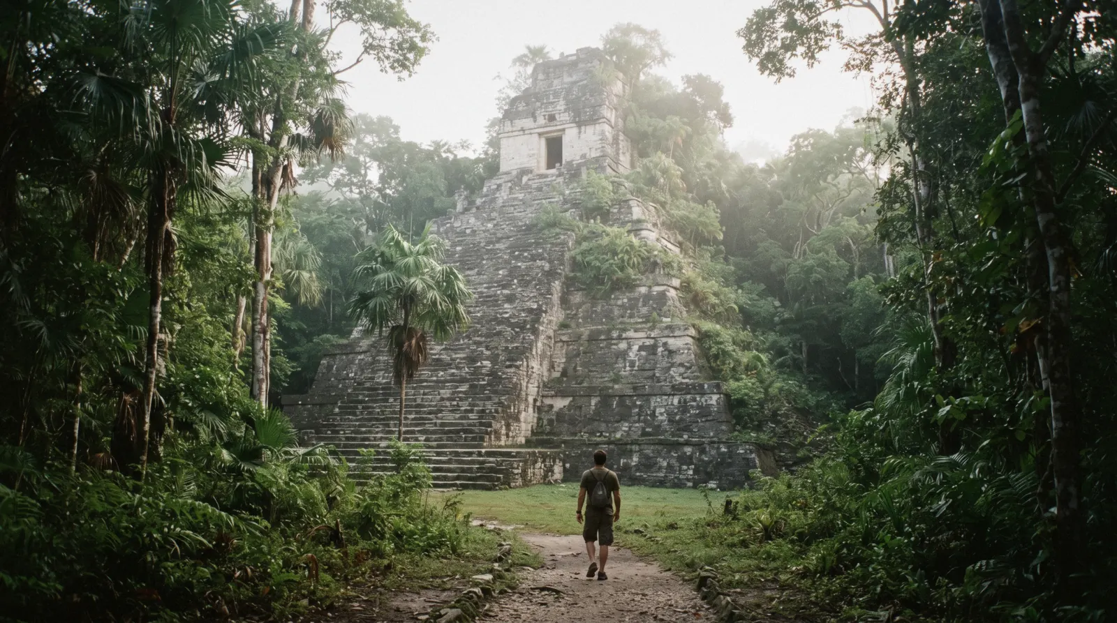 The steep-walled Castillo temple in the forest at the Muyil ruins south of Tulum, Tulum Mexico